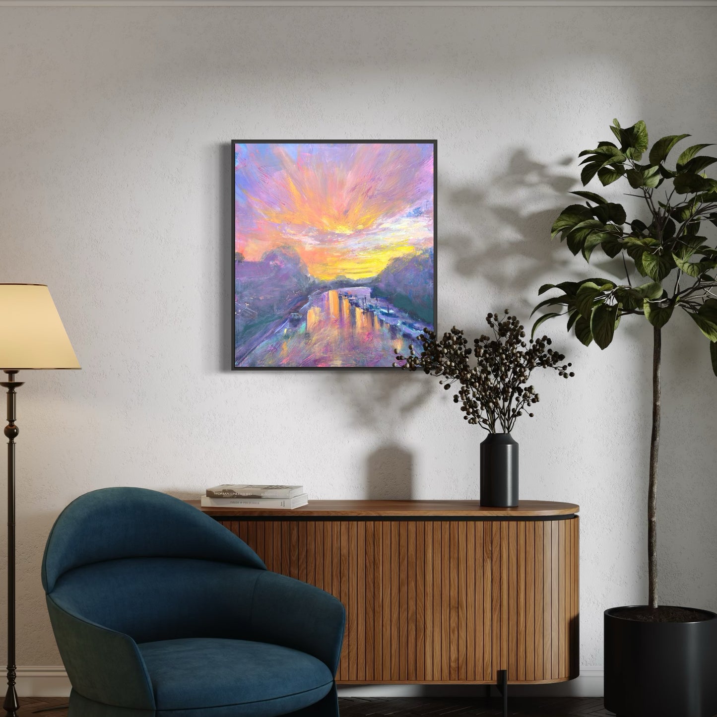 "Thames Twilight" hand embellished art print - perfect Mother's Day gift - LJagz-studio