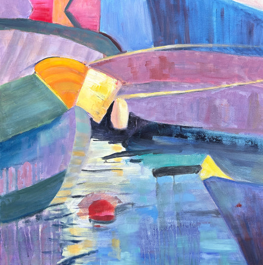 Boats on the river Thames - original oil painting - LJagz-studio