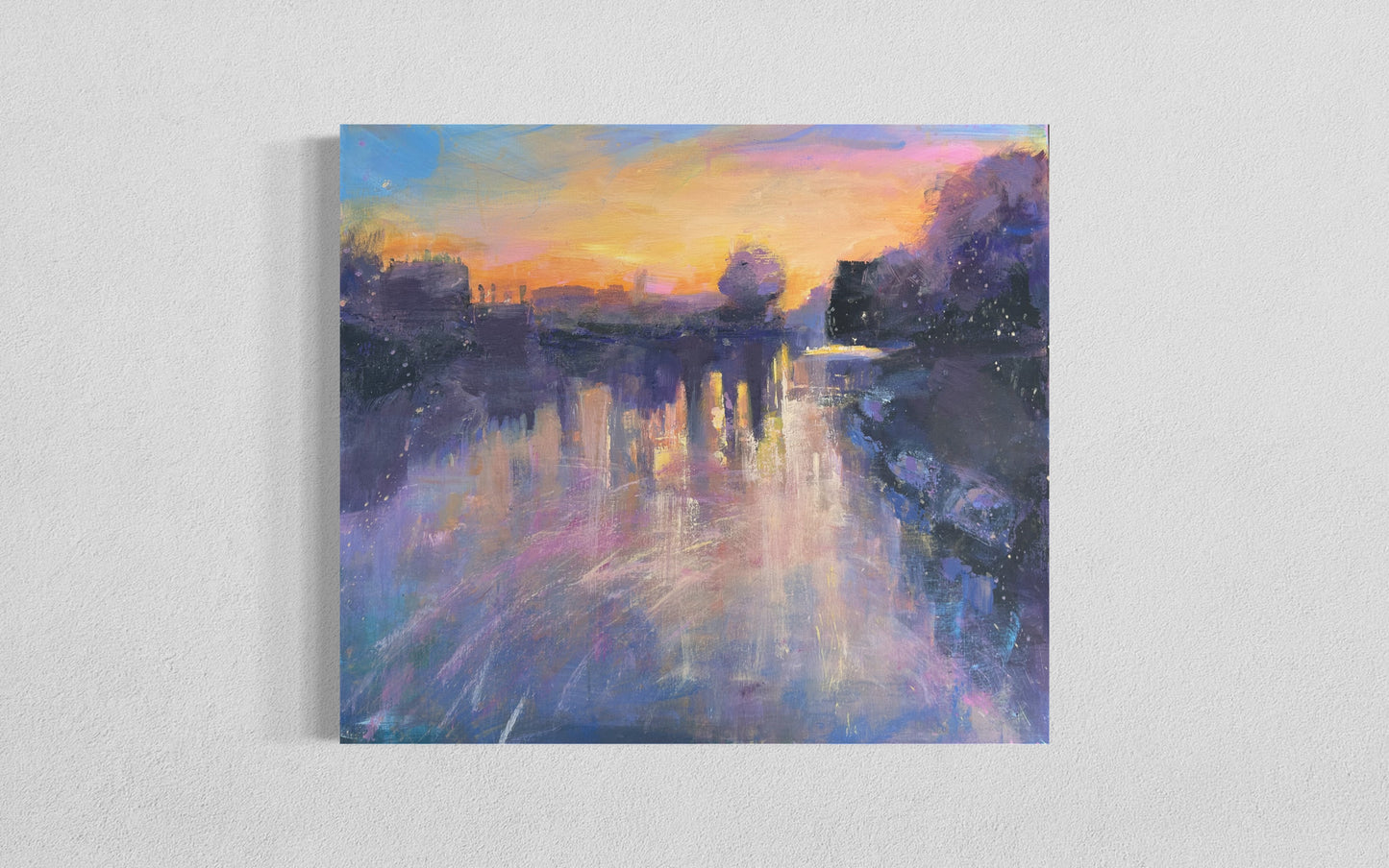Sunrise on the Thames at Hampton Court - original paining - LJagz-studio
