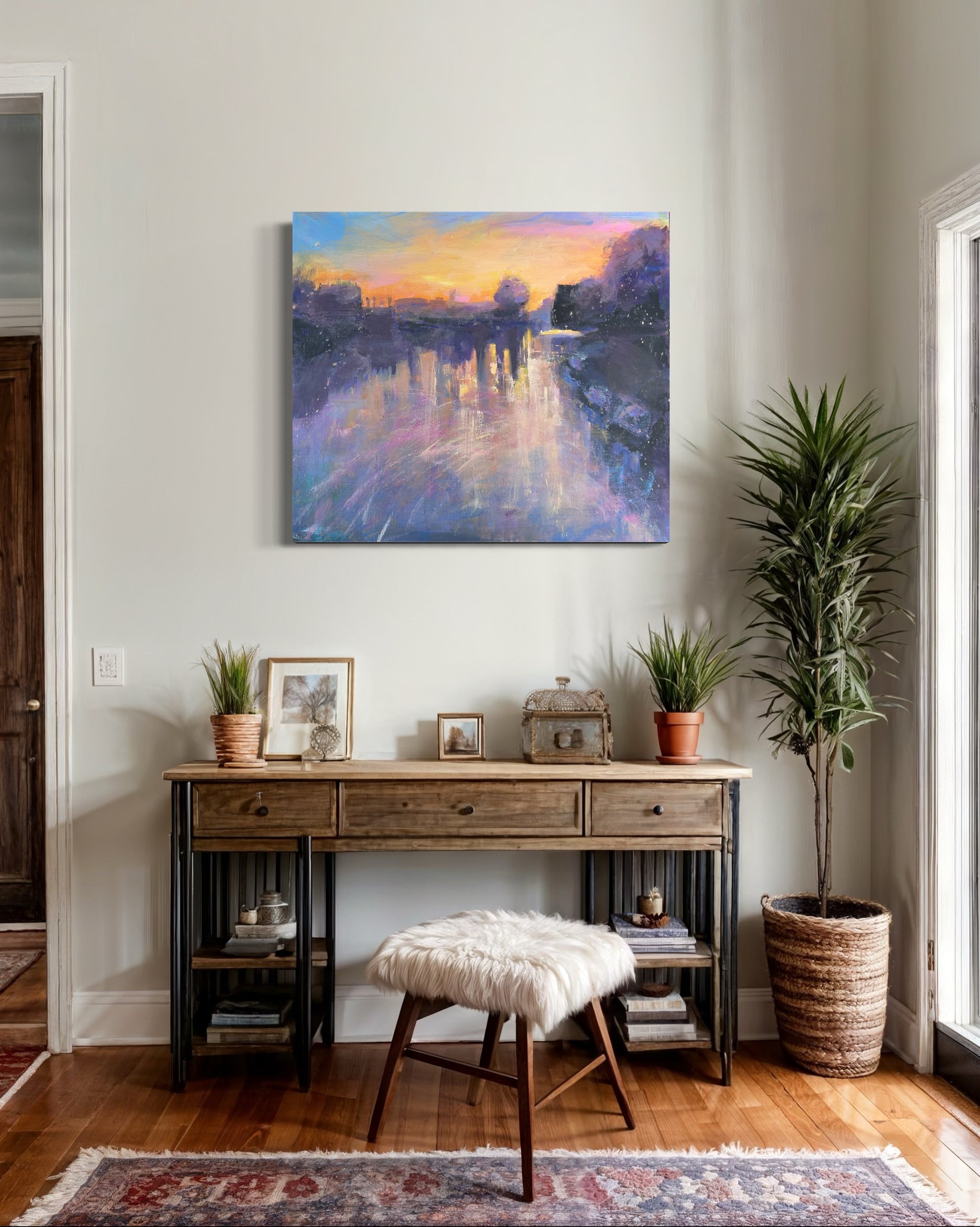 Sunrise on the Thames at Hampton Court - original paining - LJagz-studio
