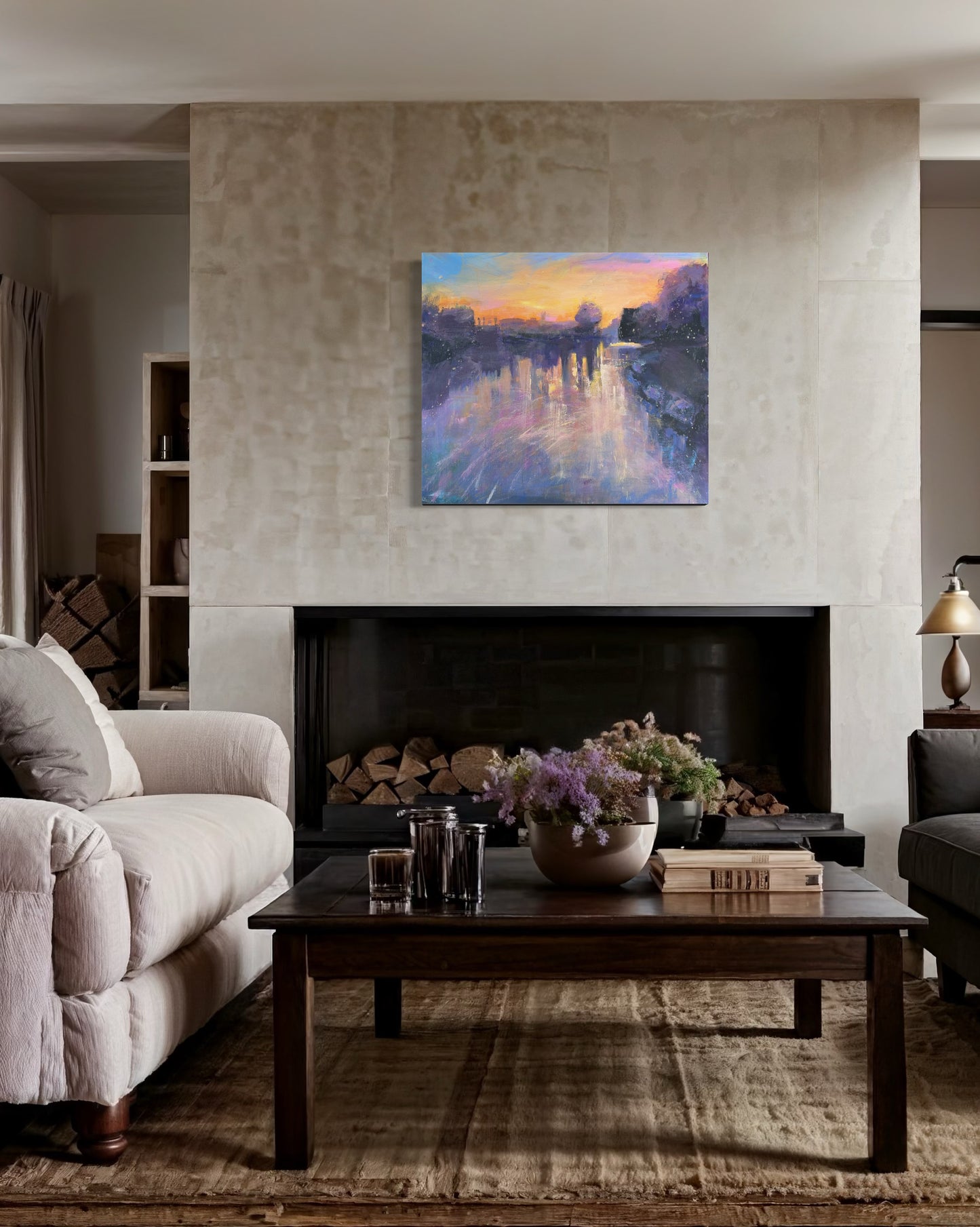 Sunrise on the Thames at Hampton Court - original paining - LJagz-studio