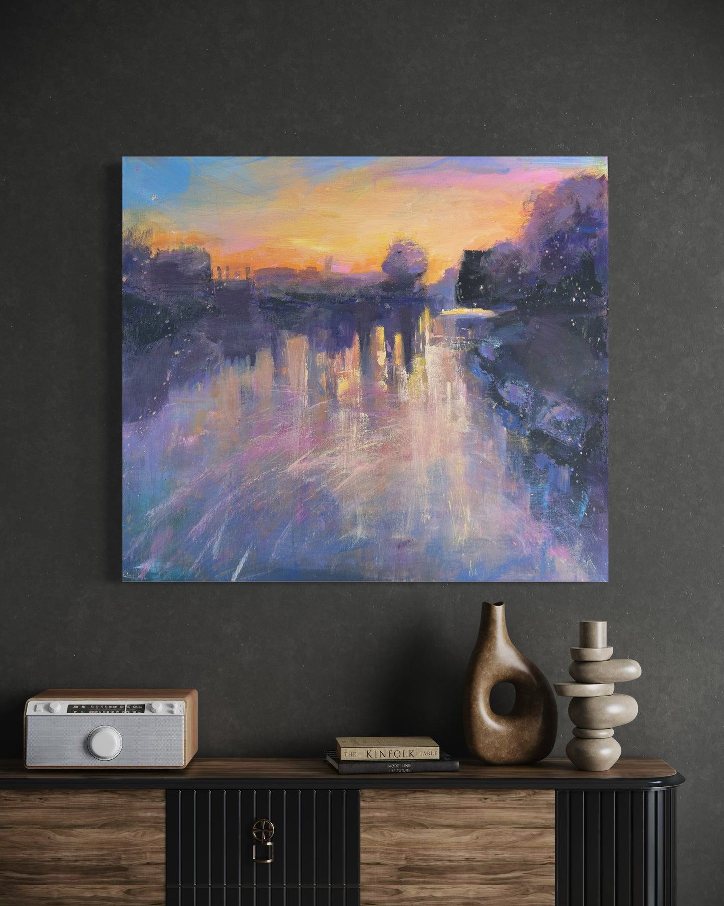 Sunrise on the Thames at Hampton Court - original paining - LJagz-studio