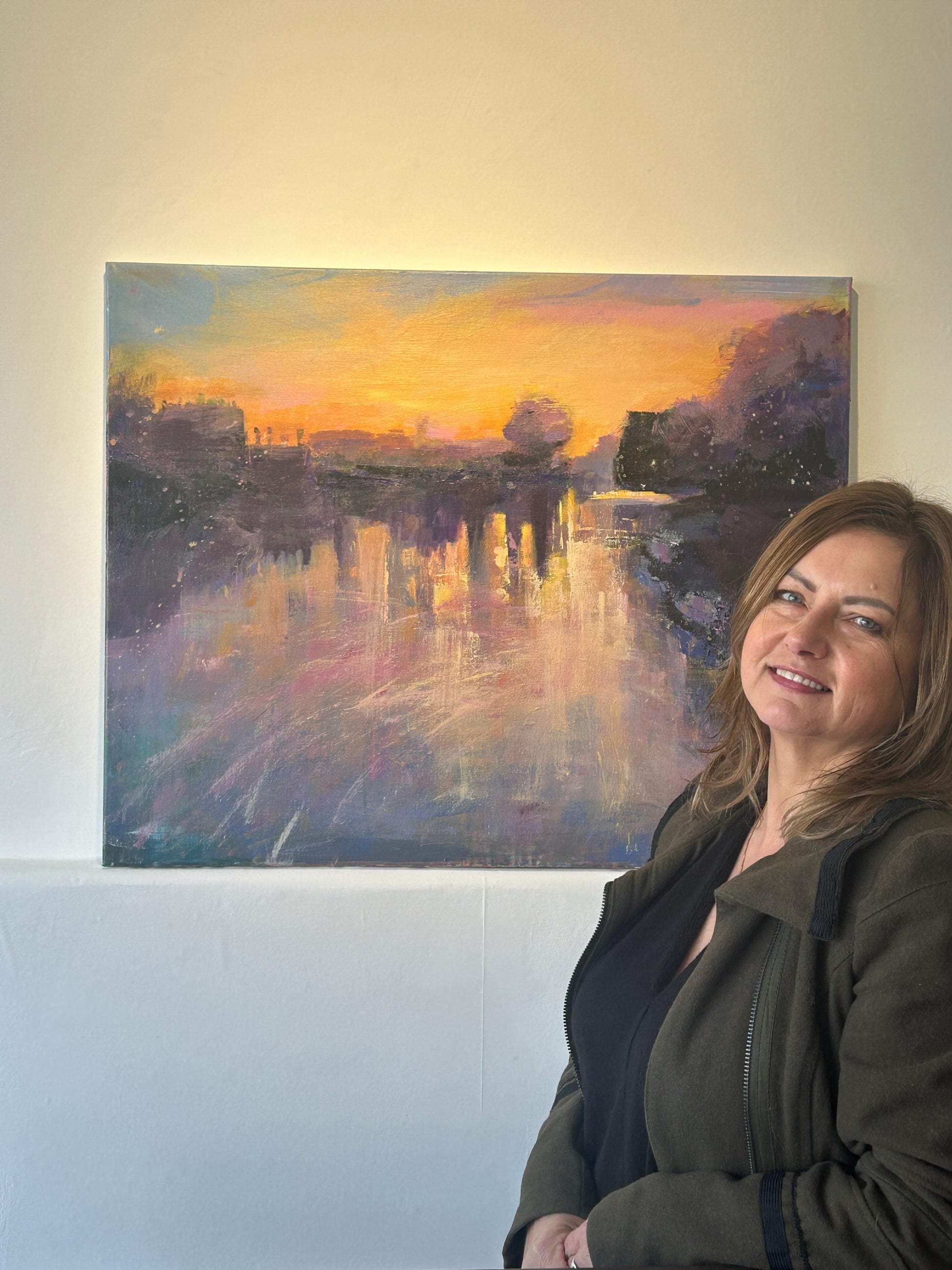 Sunrise on the Thames at Hampton Court - original paining - LJagz-studio